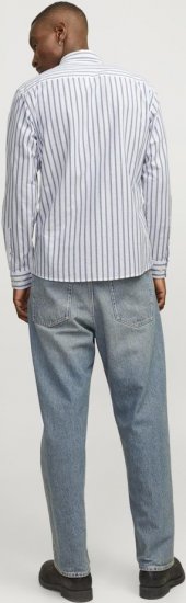 Jack & Jones OXFORD LS Shirt Striped Ensign Blue - Cămăși - Cămăși Bărbați Mărimi Mari