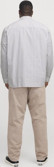 Jack & Jones OXFORD LS Shirt Striped White - Cămăși - Cămăși Bărbați Mărimi Mari