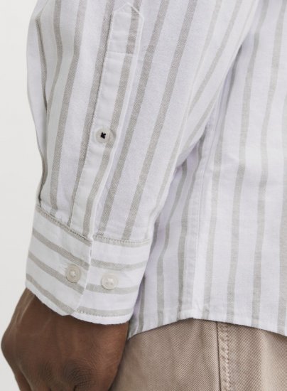 Jack & Jones OXFORD LS Shirt Striped White - Cămăși - Cămăși Bărbați Mărimi Mari
