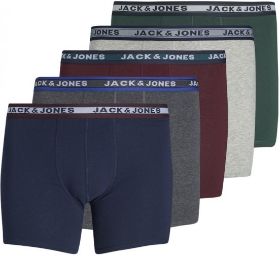 Jack & Jones OLIVER Trunks 5-Pack Dark Grey Melange - Lenjerie intimă & costum baie - Lenjerie Intimă Bărbați Mărimi Mari