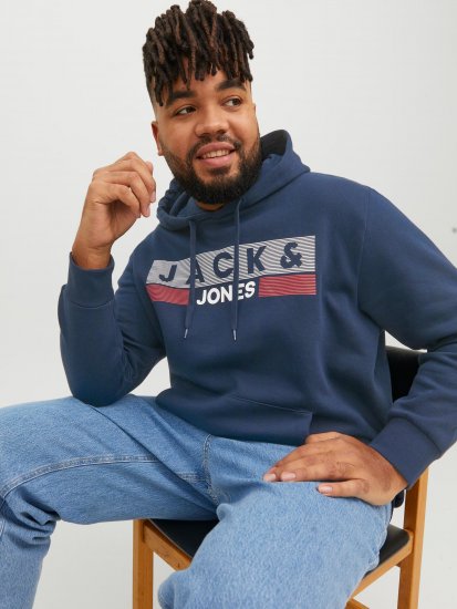 Jack & Jones CORP LOGO PLAY 4 Print Hoodie Navy Blazer - Pulovere & hanorace - Pulovere & Hanorace Bărbați Mărimi Mari