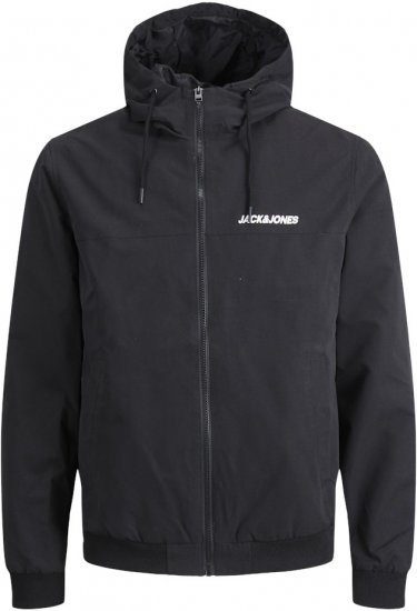 Jack & Jones RUSH SOLID Bomber Jacket with Hood Black - Geci - Geci Bărbați Mărimi Mari