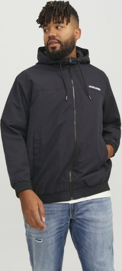 Jack & Jones RUSH SOLID Bomber Jacket with Hood Black - Geci - Geci Bărbați Mărimi Mari