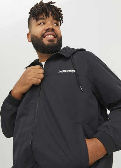 Jack & Jones RUSH SOLID Bomber Jacket with Hood Black - Geci - Geci Bărbați Mărimi Mari