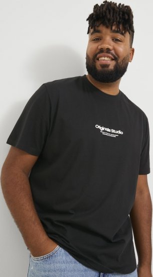 Jack & Jones ESTERBRO T-Shirt Black - Tricouri - Tricouri Bărbați Mărimi Mari