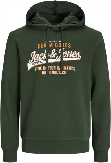 Jack & Jones 2 COL LOGO Hoodie Kombu Green - Pulovere & hanorace - Pulovere & Hanorace Bărbați Mărimi Mari