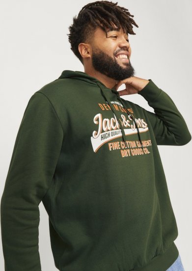 Jack & Jones 2 COL LOGO Hoodie Kombu Green - Pulovere & hanorace - Pulovere & Hanorace Bărbați Mărimi Mari