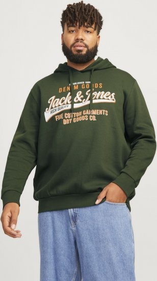 Jack & Jones 2 COL LOGO Hoodie Kombu Green - Pulovere & hanorace - Pulovere & Hanorace Bărbați Mărimi Mari
