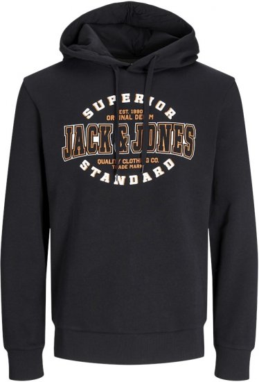 Jack & Jones 2 COL LOGO Hoodie Black - Pulovere & hanorace - Pulovere & Hanorace Bărbați Mărimi Mari