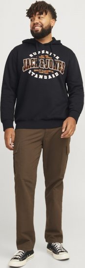 Jack & Jones 2 COL LOGO Hoodie Black - Pulovere & hanorace - Pulovere & Hanorace Bărbați Mărimi Mari