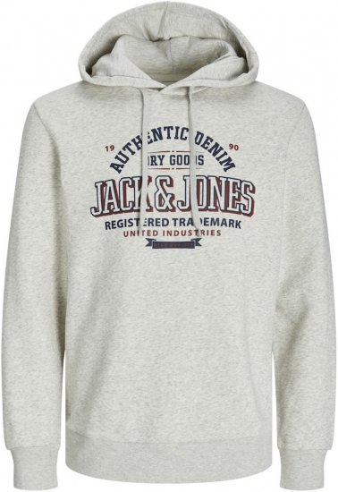 Jack & Jones 2 COL LOGO Hoodie White Melange - Pulovere & hanorace - Pulovere & Hanorace Bărbați Mărimi Mari