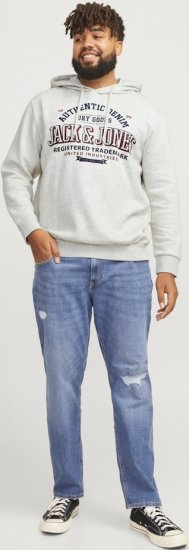 Jack & Jones 2 COL LOGO Hoodie White Melange - Pulovere & hanorace - Pulovere & Hanorace Bărbați Mărimi Mari