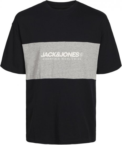 Jack & Jones LEGACY BLOCKING T-Shirt Black - Tricouri - Tricouri Bărbați Mărimi Mari