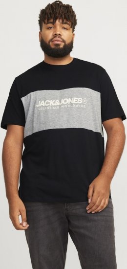 Jack & Jones LEGACY BLOCKING T-Shirt Black - Tricouri - Tricouri Bărbați Mărimi Mari