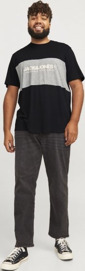 Jack & Jones LEGACY BLOCKING T-Shirt Black - Tricouri - Tricouri Bărbați Mărimi Mari