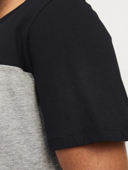 Jack & Jones LEGACY BLOCKING T-Shirt Black - Tricouri - Tricouri Bărbați Mărimi Mari