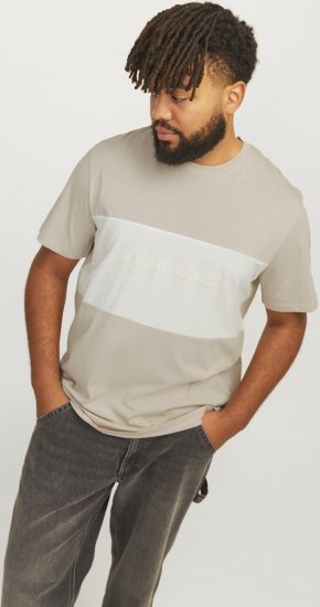 Jack & Jones LEGACY BLOCKING T-Shirt Beige - Tricouri - Tricouri Bărbați Mărimi Mari