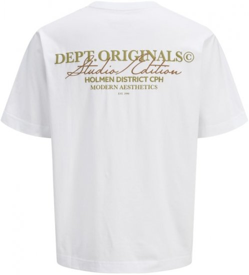 Jack & Jones Lington Crew Neck T-Shirt Bright White - Tricouri - Tricouri Bărbați Mărimi Mari