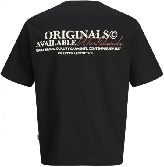 Jack & Jones Lington Crew Neck T-Shirt Black - Tricouri - Tricouri Bărbați Mărimi Mari