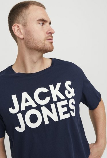 Jack & Jones CORP Logo T-Shirt Navy Blazer - Tricouri - Tricouri Bărbați Mărimi Mari