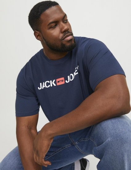 Jack & Jones Corp Logo Crew Neck T-Shirt Navy Blazer - Tricouri - Tricouri Bărbați Mărimi Mari