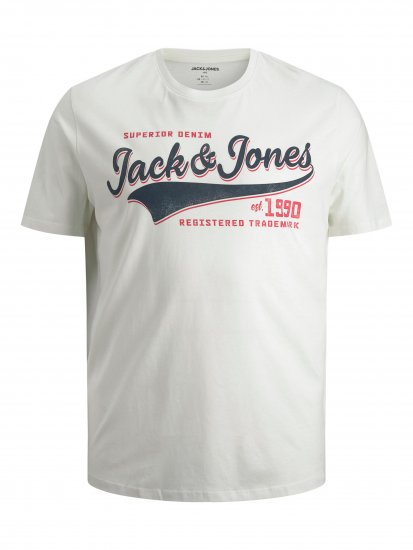Jack & Jones JJELOGO TEE White - Tricouri - Tricouri Bărbați Mărimi Mari