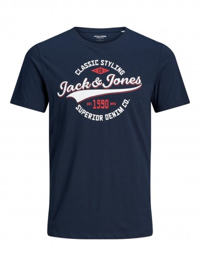 Jack & Jones JJELOGO TEE Navy - Tricouri - Tricouri Bărbați Mărimi Mari