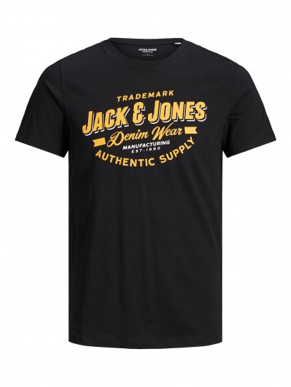 Jack & Jones JJELOGO TEE Black - Tricouri - Tricouri Bărbați Mărimi Mari