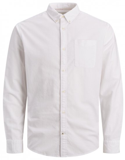 Jack & Jones OXFORD LS Shirt White - Cămăși - Cămăși Bărbați Mărimi Mari
