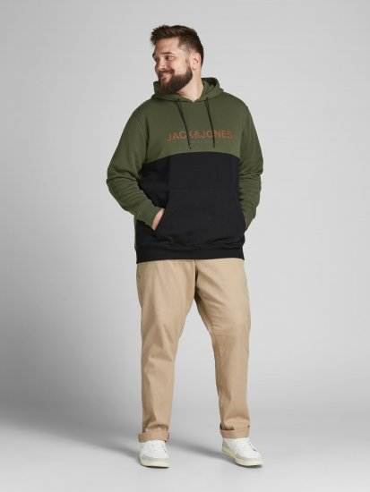 Jack & Jones JJEURBAN BLOCKING SWEAT Forest Green - Pulovere & hanorace - Pulovere & Hanorace Bărbați Mărimi Mari