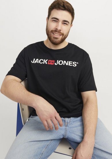 Jack & Jones Corp Logo Crew Neck T-Shirt Black - Tricouri - Tricouri Bărbați Mărimi Mari