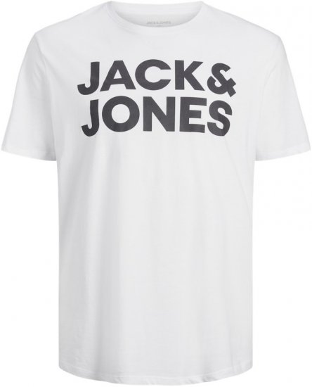 Jack & Jones CORP Logo T-Shirt White w Large Black Print - Tricouri - Tricouri Bărbați Mărimi Mari