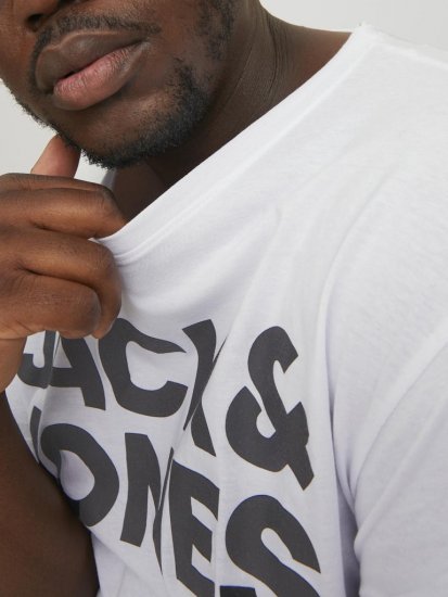 Jack & Jones CORP Logo T-Shirt White w Large Black Print - Tricouri - Tricouri Bărbați Mărimi Mari