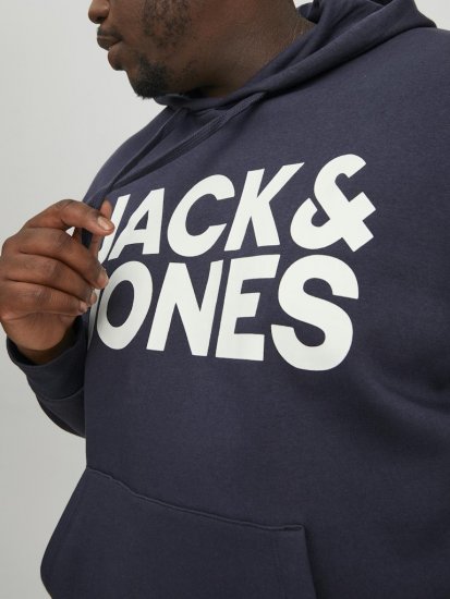 Jack & Jones CORP LOGO Large Print Hoodie Navy Blazer - Pulovere & hanorace - Pulovere & Hanorace Bărbați Mărimi Mari
