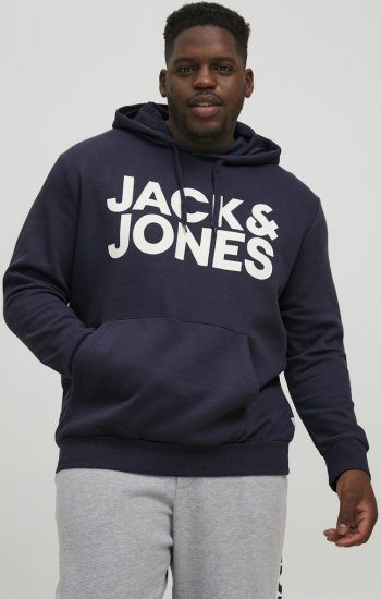 Jack & Jones CORP LOGO Large Print Hoodie Navy Blazer - Pulovere & hanorace - Pulovere & Hanorace Bărbați Mărimi Mari