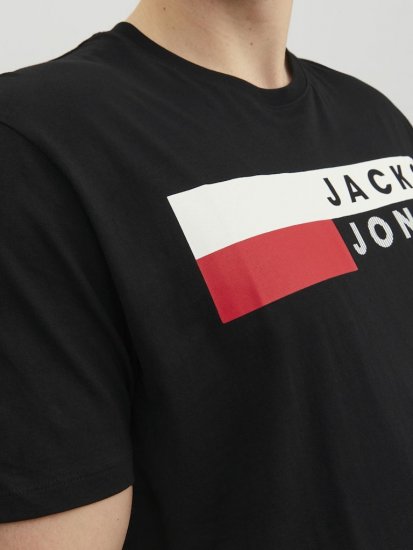 Jack & Jones CORP Logo T-Shirt Black/PLAY 4 - Tricouri - Tricouri Bărbați Mărimi Mari