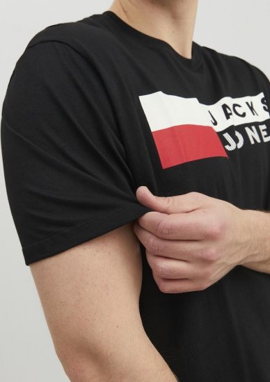Jack & Jones CORP Logo T-Shirt Black/PLAY 4 - Tricouri - Tricouri Bărbați Mărimi Mari