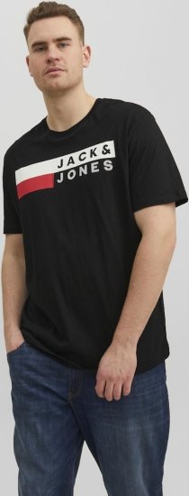Jack & Jones CORP Logo T-Shirt Black/PLAY 4 - Tricouri - Tricouri Bărbați Mărimi Mari
