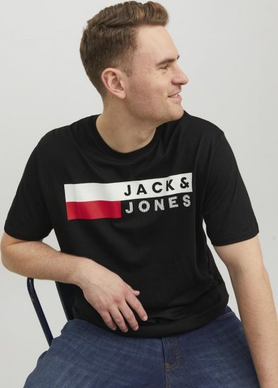 Jack & Jones CORP Logo T-Shirt Black/PLAY 4 - Tricouri - Tricouri Bărbați Mărimi Mari