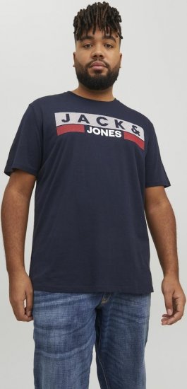 Jack & Jones CORP Logo T-Shirt Navy/PLAY 4 - Tricouri - Tricouri Bărbați Mărimi Mari