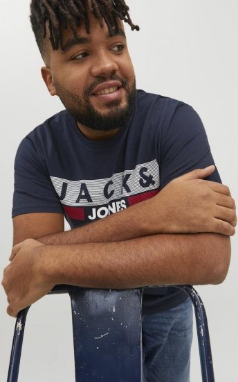 Jack & Jones CORP Logo T-Shirt Navy/PLAY 4 - Tricouri - Tricouri Bărbați Mărimi Mari