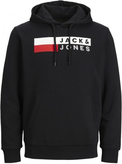 Jack & Jones CORP LOGO PLAY 4 Print Hoodie Black - Pulovere & hanorace - Pulovere & Hanorace Bărbați Mărimi Mari