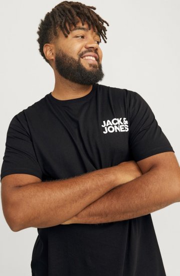 Jack & Jones CORP Logo T-Shirt Black - Tricouri - Tricouri Bărbați Mărimi Mari