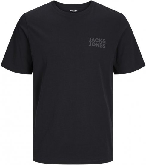Jack & Jones CORP Logo T-Shirt Black w Small Black Print - Tricouri - Tricouri Bărbați Mărimi Mari
