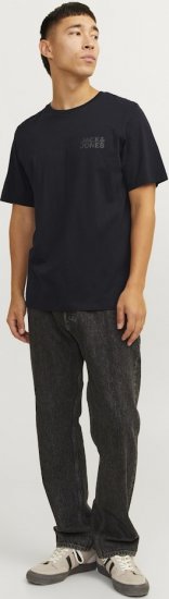 Jack & Jones CORP Logo T-Shirt Black w Small Black Print - Tricouri - Tricouri Bărbați Mărimi Mari