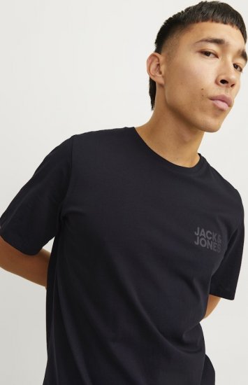 Jack & Jones CORP Logo T-Shirt Black w Small Black Print - Tricouri - Tricouri Bărbați Mărimi Mari