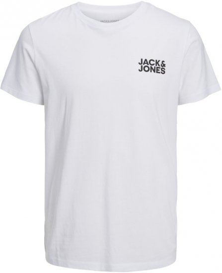 Jack & Jones CORP Logo T-Shirt White w Small Black Print - Tricouri - Tricouri Bărbați Mărimi Mari