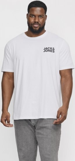 Jack & Jones CORP Logo T-Shirt White w Small Black Print - Tricouri - Tricouri Bărbați Mărimi Mari
