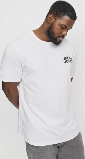Jack & Jones CORP Logo T-Shirt White w Small Black Print - Tricouri - Tricouri Bărbați Mărimi Mari