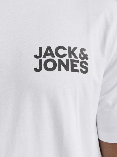 Jack & Jones CORP Logo T-Shirt White w Small Black Print - Tricouri - Tricouri Bărbați Mărimi Mari